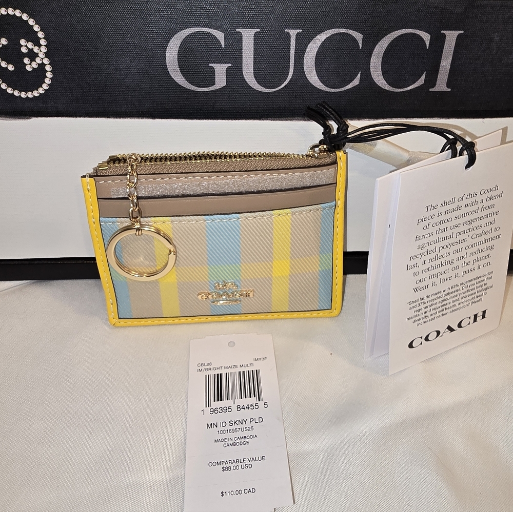 Coach Multicolor Plaid Card Holder Nwt - Picture 7 of 7